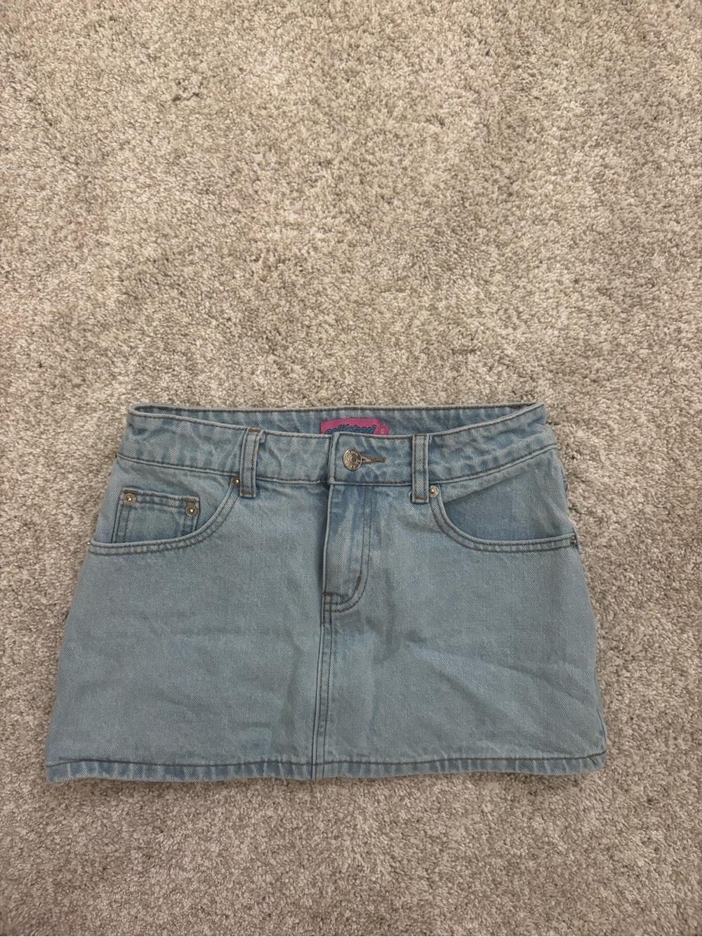 EDIKTED LIGHT BLUE DENIM MINI SKIRT